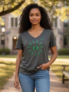 Nike heathered black Oregon Ducks Dri-FIT Touch V-Neck T-Shirt.